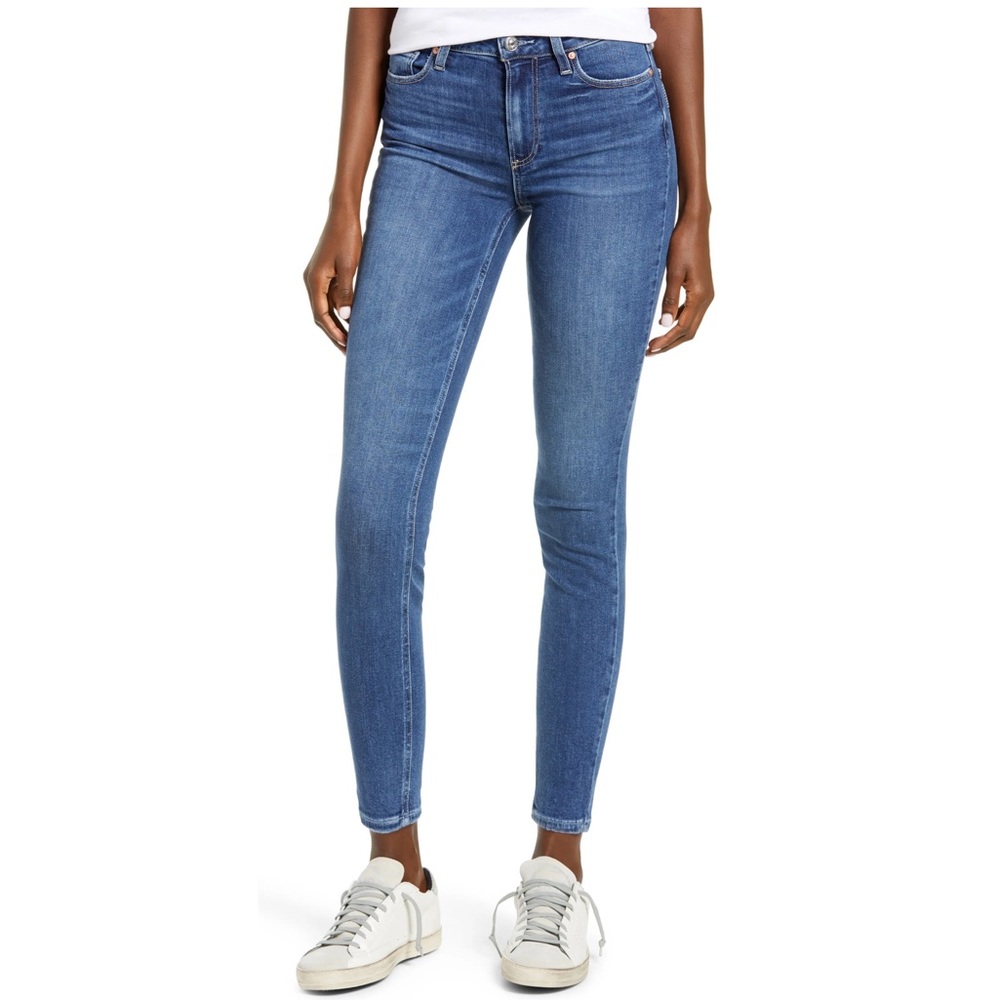 Paige Hoxton High Waist Ankle Skinny Blue Jeans